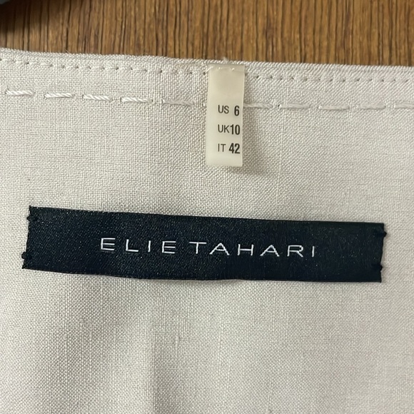 Elie Tahari size 6 tan sleeveless belted button down dress with pork chop pocket - Picture 5 of 10